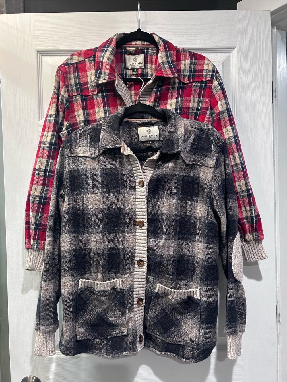 Set of 2 Legendary Whitetails Women's Gray Plaid Button-Up Jacket